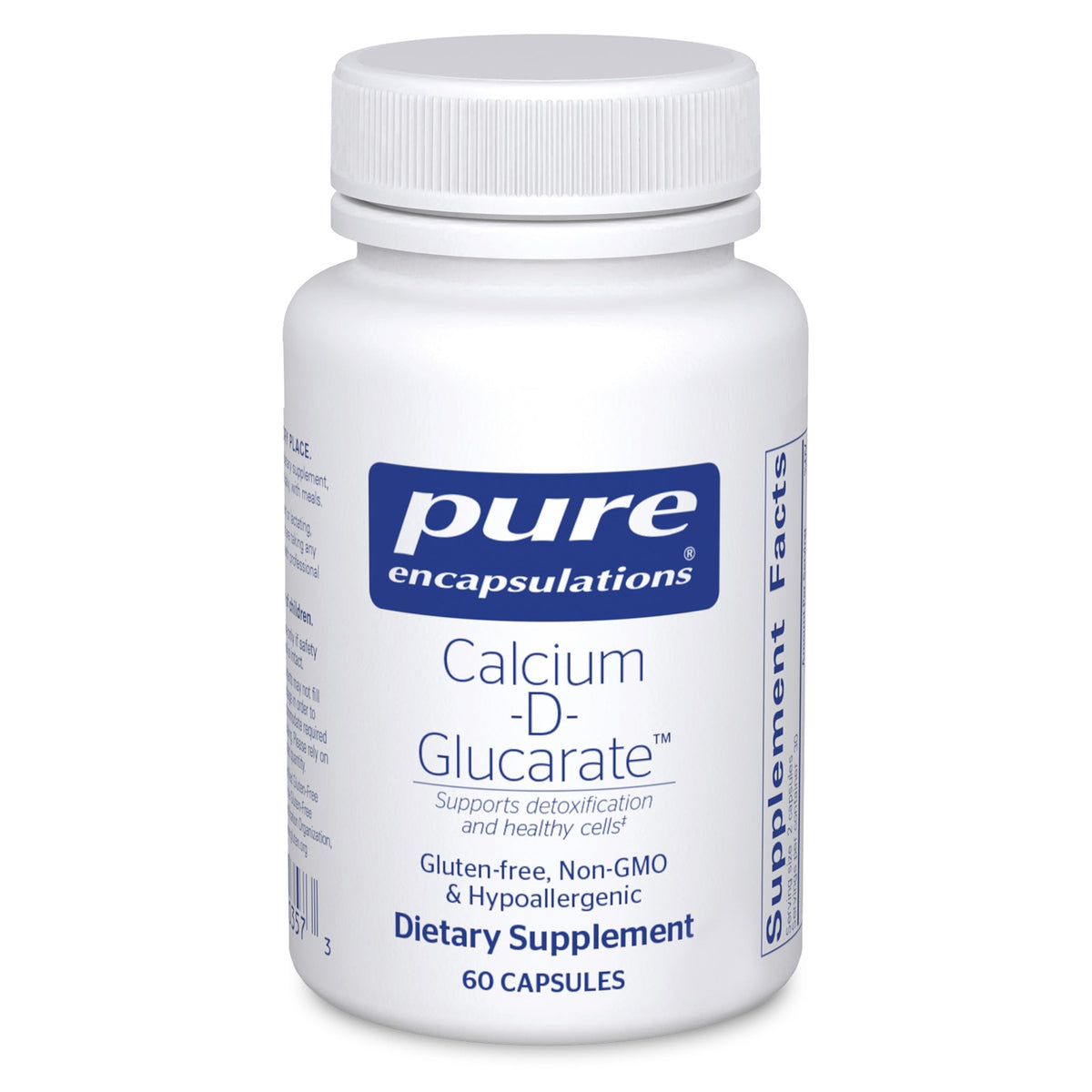 Pure Encapsulations Calcium-D-Glucarate bottle for daily detox support and cellular health.