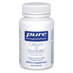 Pure Encapsulations Calcium-D-Glucarate bottle for daily detox support and cellular health.