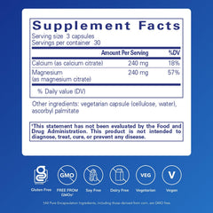 Pure Encapsulations Calcium Magnesium (Citrate) capsules close-up, highlighting easy absorption.