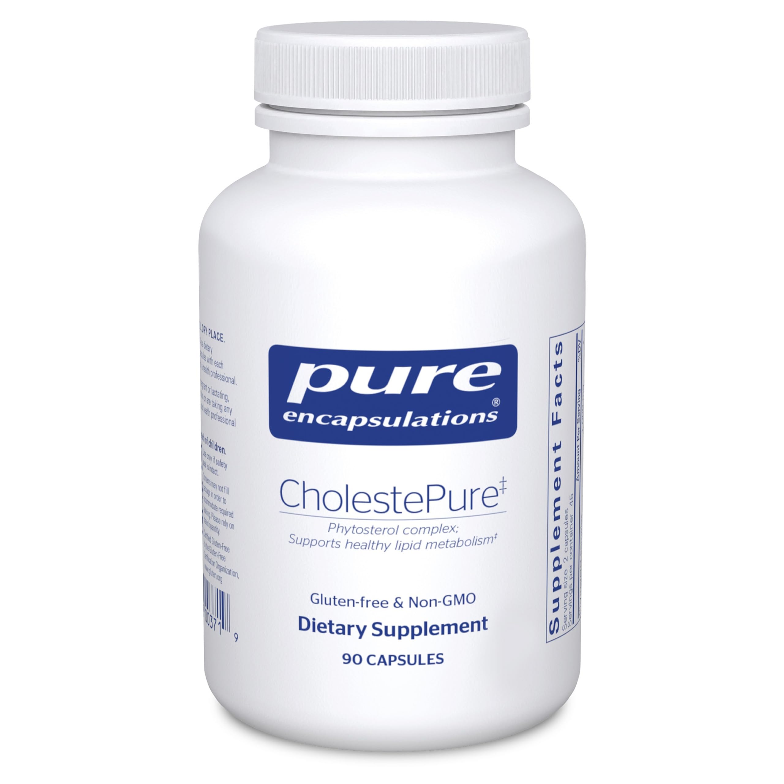 Pure Encapsulations CholestePure bottle label highlights phytosterol blend for lipid support