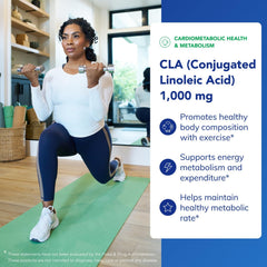Pure Encapsulations CLA 1000mg label back view highlights purity and transparent ingredients.