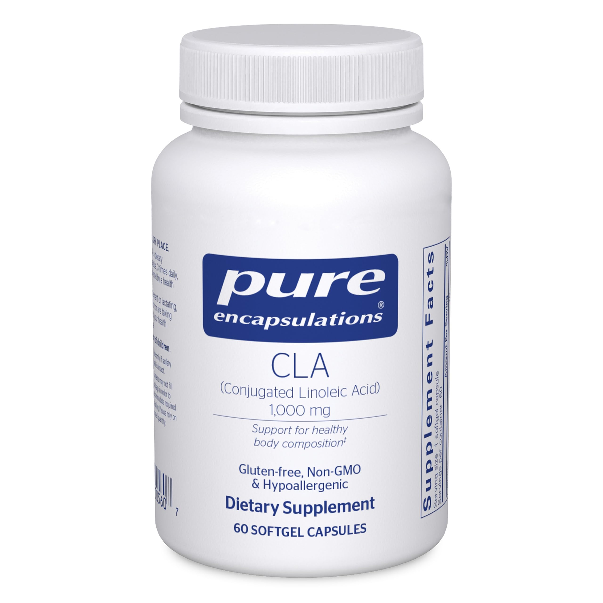 Pure Encapsulations CLA 1000mg softgels bottle for daily exercise support