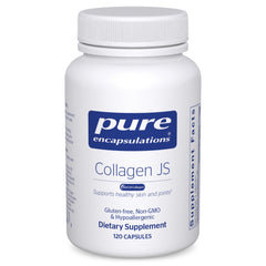 Pure Encapsulations Collagen JS bottle shown for joint and skin support.