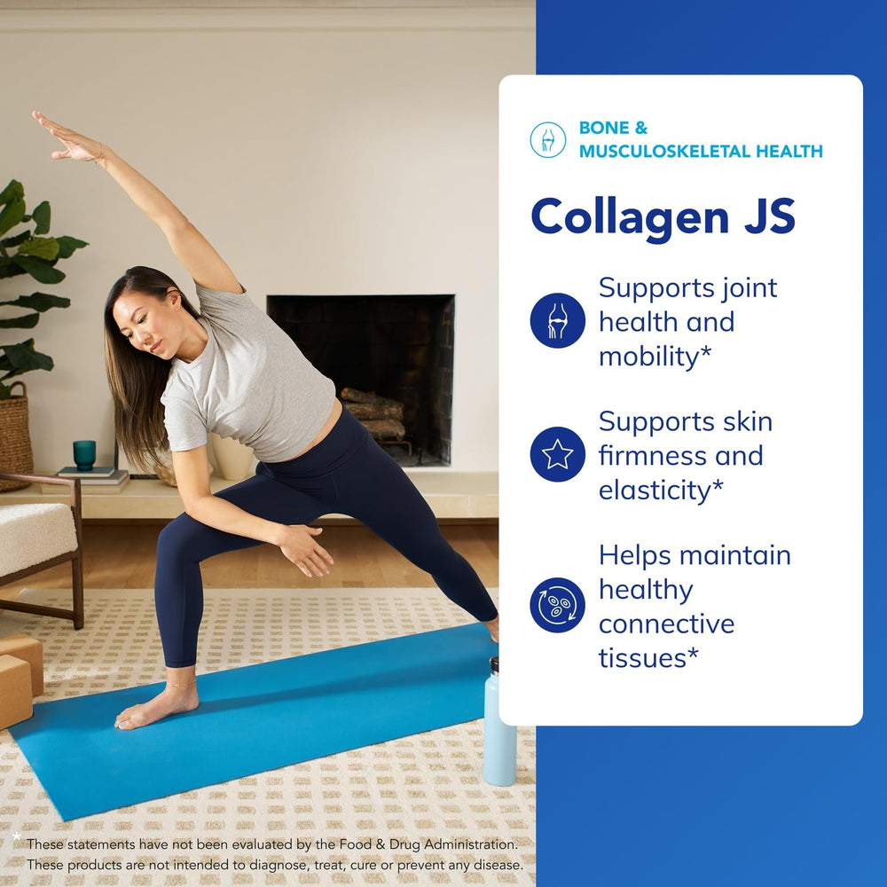 Pure Encapsulations Collagen JS label closeup—high-purity ingredients for skin elasticity and hydration.