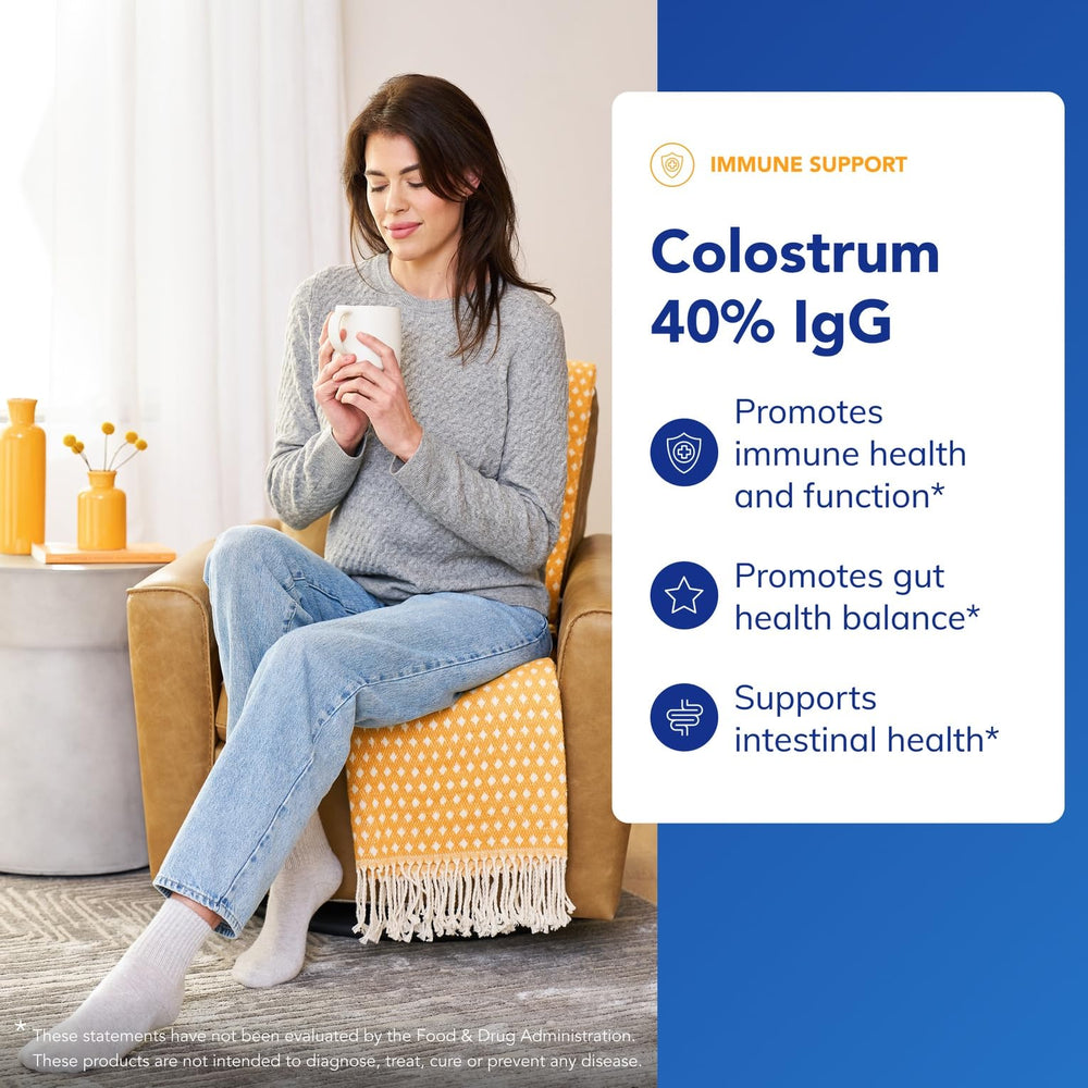 Pure Encapsulations Colostrum close-up highlighting concentrated IgG content.