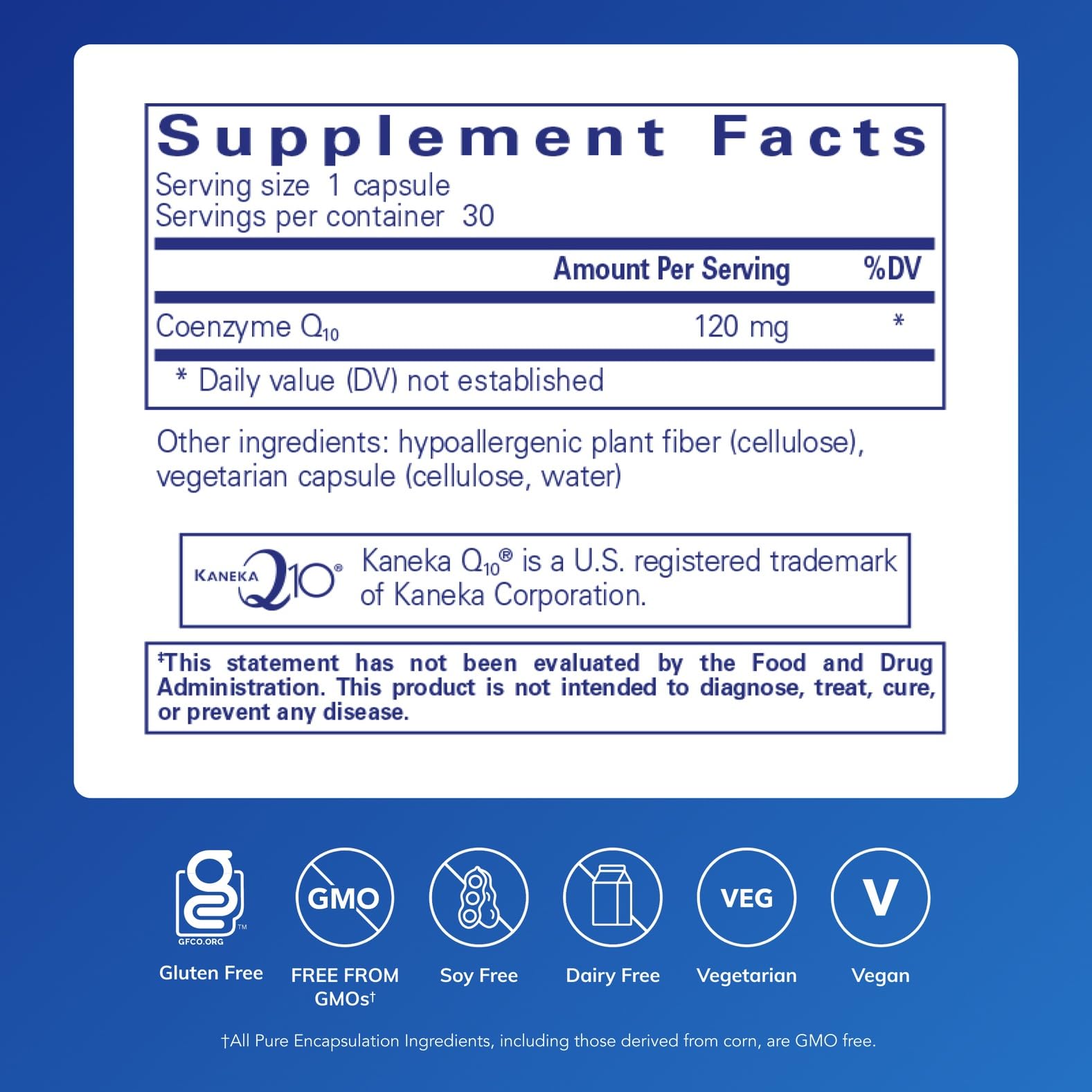 Pure Encapsulations CoQ10 capsules shown for steady energy support and daily vitality.