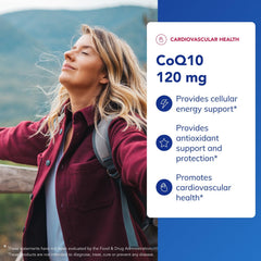 Pure Encapsulations CoQ10 label close-up emphasizes purity and allergen-free formulation.