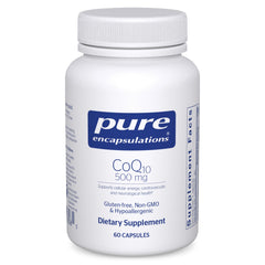 Pure Encapsulations CoQ10 500 mg bottle front view for energy support