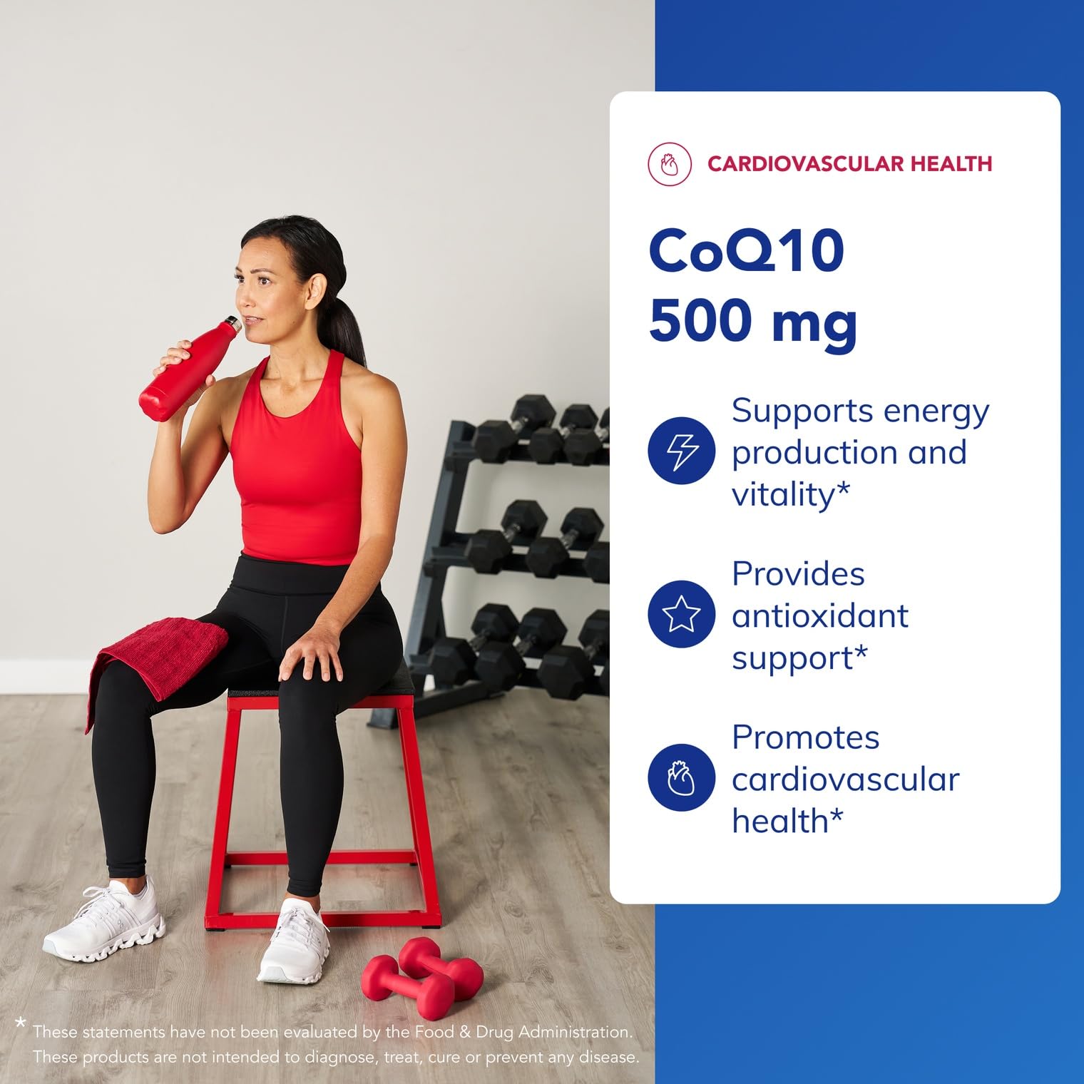 Pure Encapsulations CoQ10 500 mg capsules visible for daily supplement use
