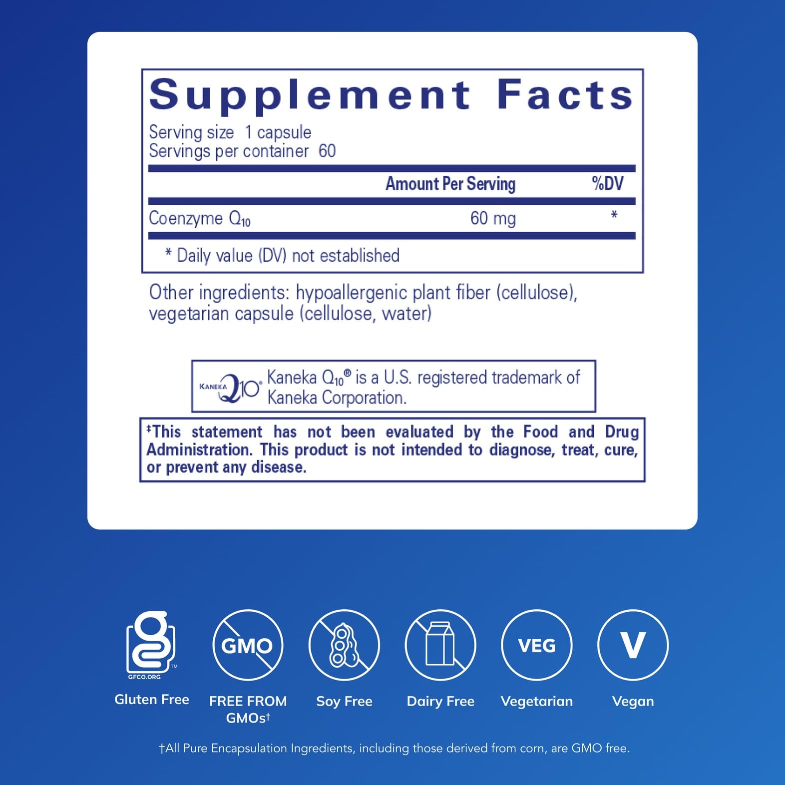 Pure Encapsulations CoQ10 capsules pack highlighting cardiovascular wellness potential.