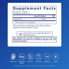 Pure Encapsulations CoQ10 capsules pack highlighting cardiovascular wellness potential.