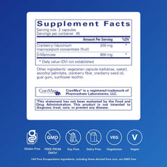 Close-up of Pure Encapsulations Cranberry D-Mannose capsules for daily urinary health support