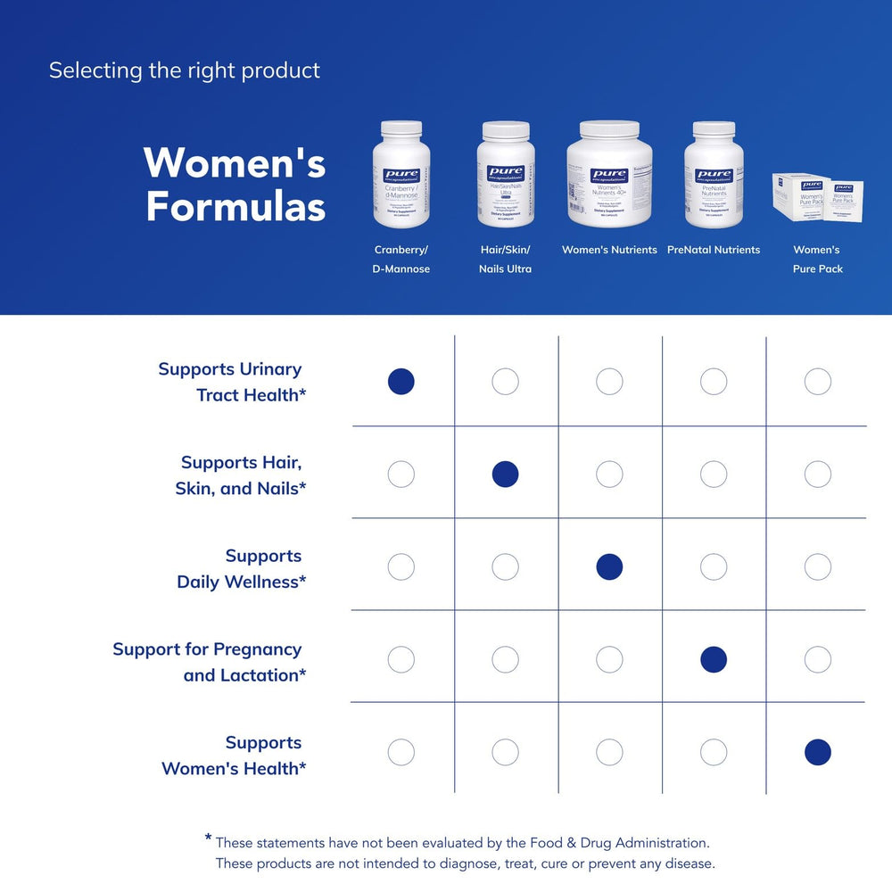 Packaging of Pure Encapsulations Cranberry D-Mannose highlighting vegan, non-GMO formulation