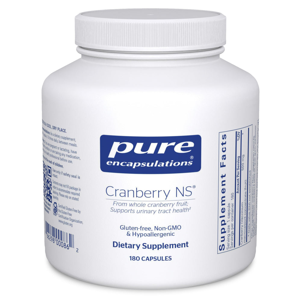 Pure Encapsulations Cranberry NS bottle front for urinary tract health support.