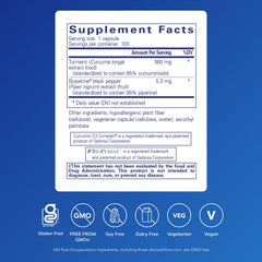 PurE Encapsulations Curcumin 500 Bioperine capsules closeup suggests daily antioxidant support.