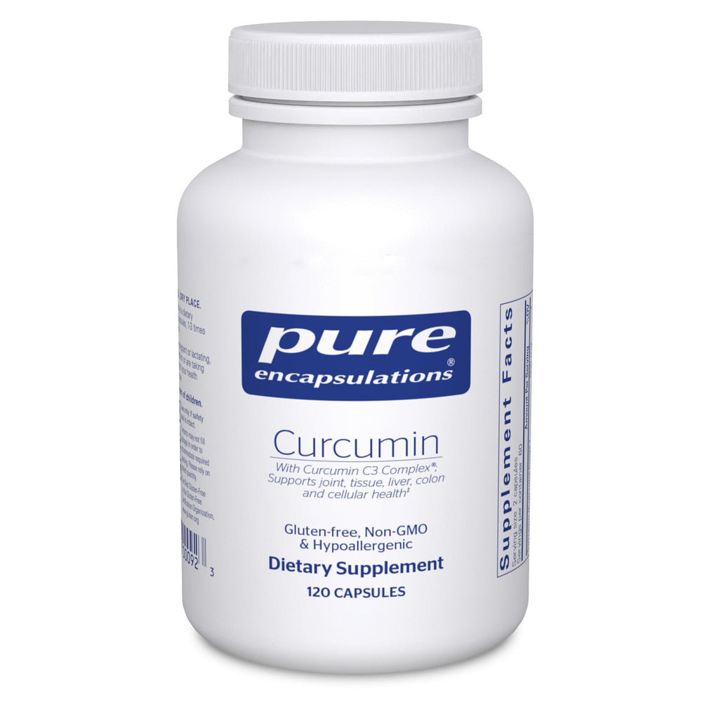 Pure Encapsulations Curcumin 500 mg bottle highlighting joint and liver support