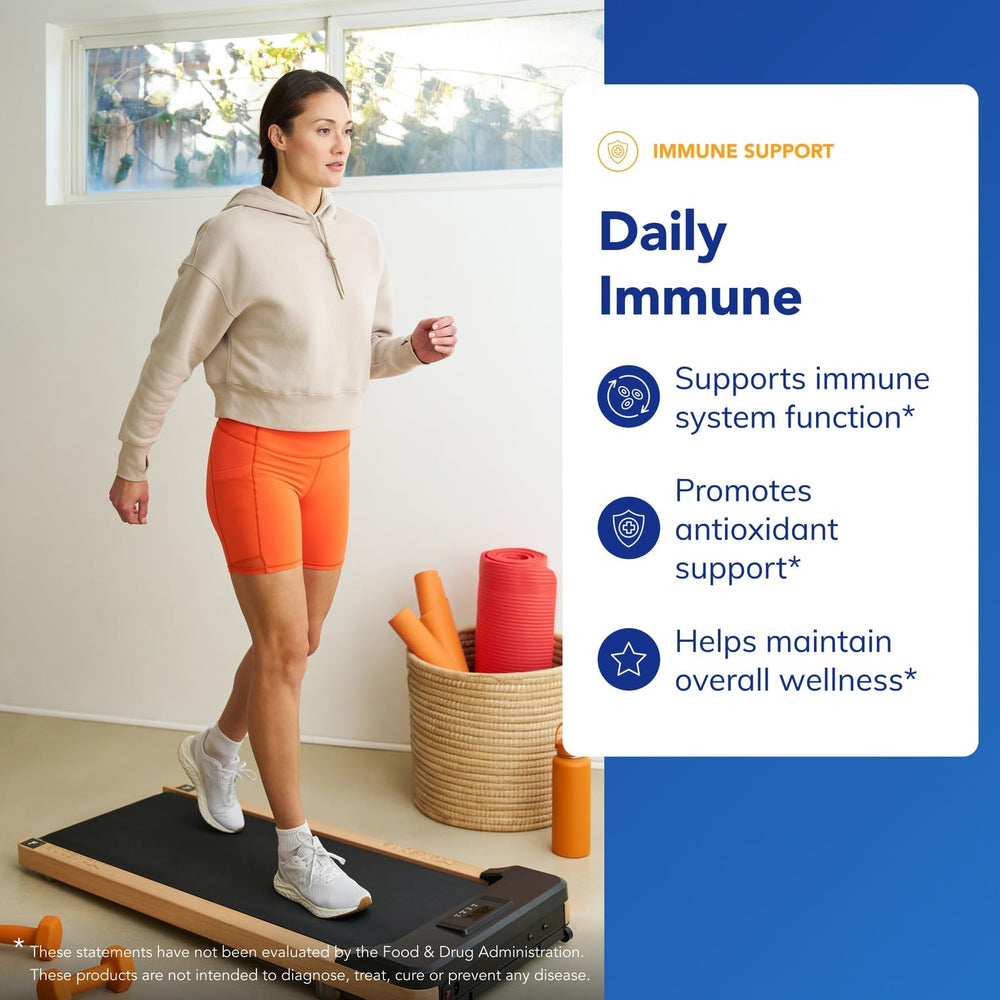 Pure Encapsulations Daily Immune bottle top label highlights vitamin C and zinc.