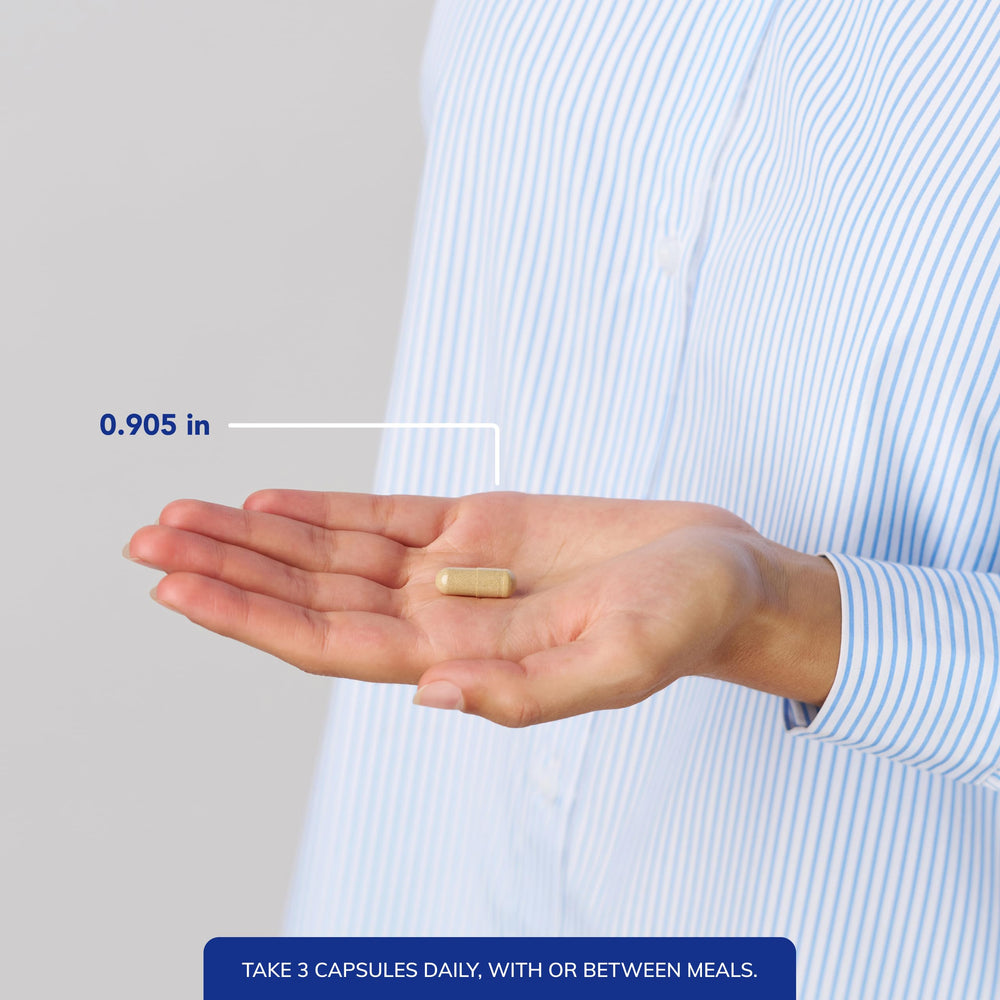 Pure Encapsulations bottle on a desk signaling an easy daily routine for balanced stress