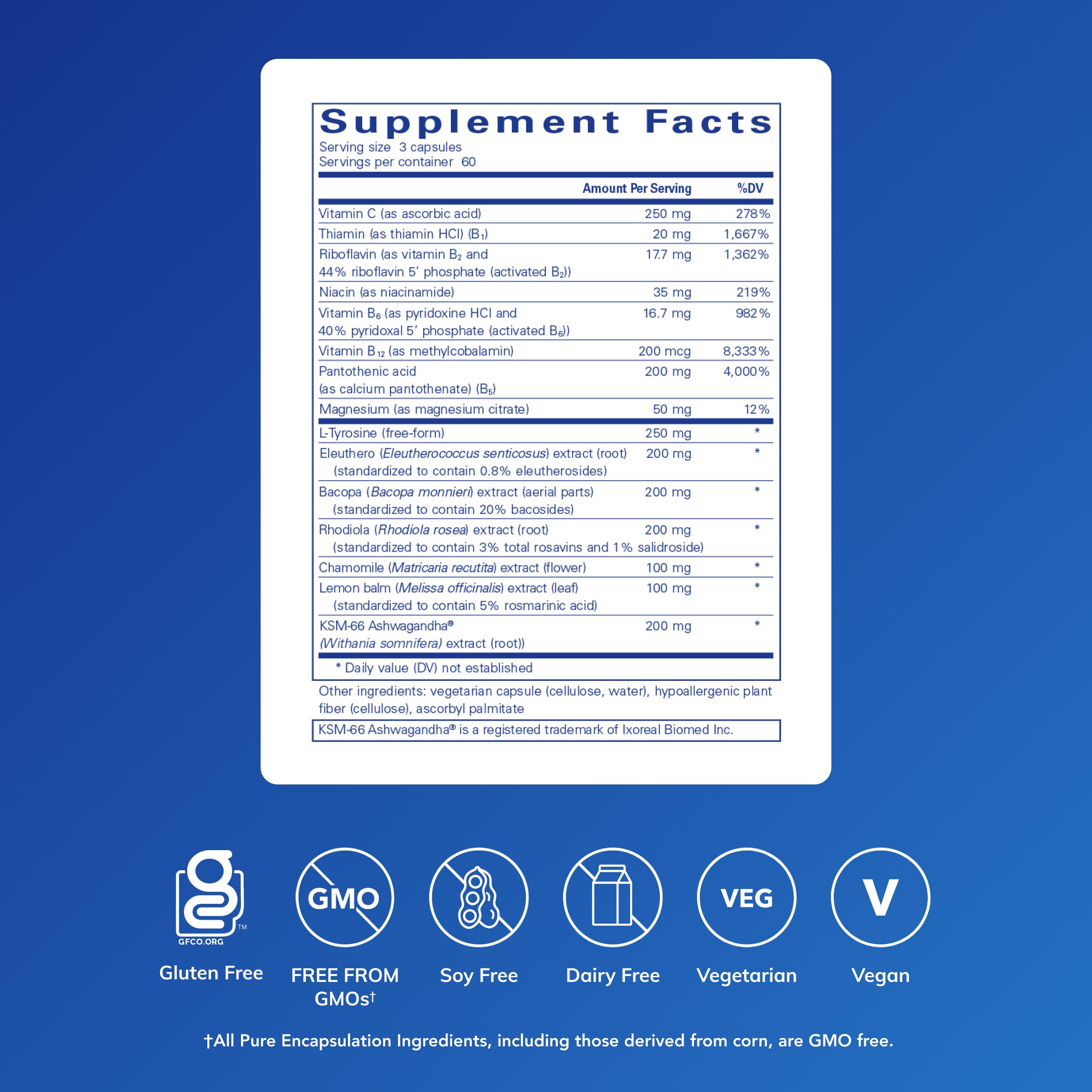 Pure Encapsulations Daily Stress Formula capsules suggesting memory and focus support
