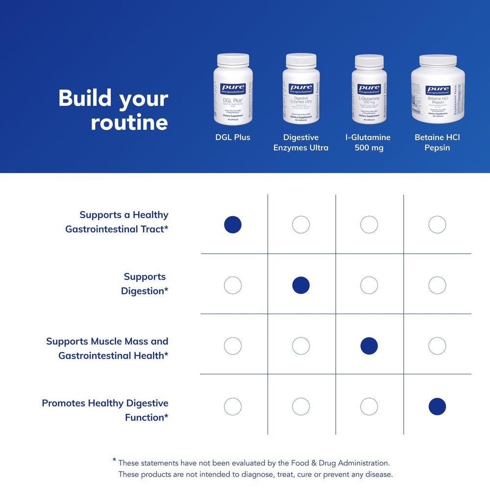 Pure Encapsulations DGL Plus vegan gluten-free label reinforces allergen-conscious choice.