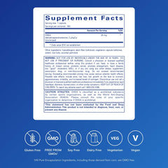 Pure Encapsulations DHEA 25 mg bottle back label showing allergen-free promise.