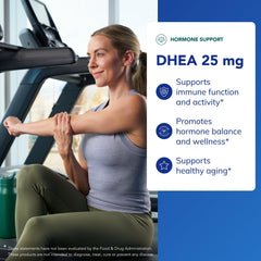 Pure Encapsulations DHEA 25 mg capsules arranged for easy dosing.