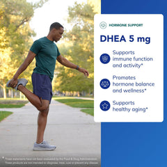 Pure Encapsulations DHEA 5mg ingredients label emphasizes allergen-free and non-GMO ingredients.
