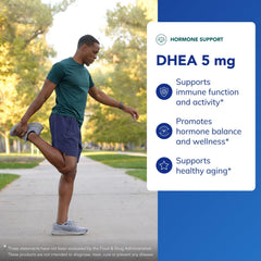 Pure Encapsulations DHEA 5 mg nutrition label close-up shows dosage for daily wellness