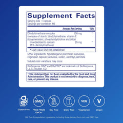 Pure Encapsulations DIMPRO 100 bottle front showing gluten-free vegan supplement.