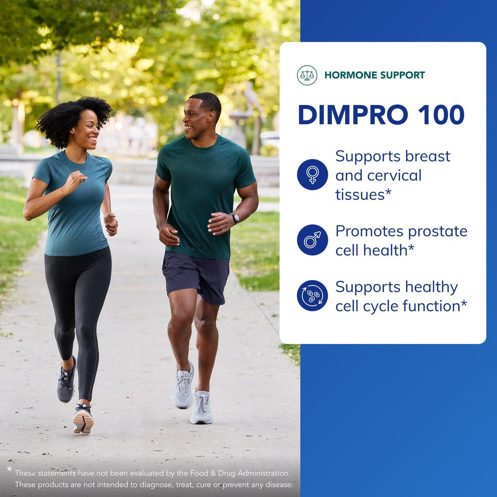 Pure Encapsulations DIMPRO 100 label back with vegan formula and usage notes.