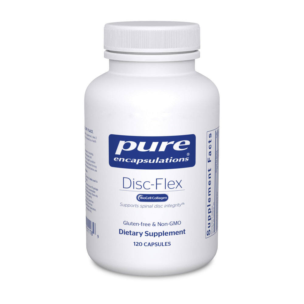 Pure Encapsulations Disc-Flex bottle ready for daily spine support routine.