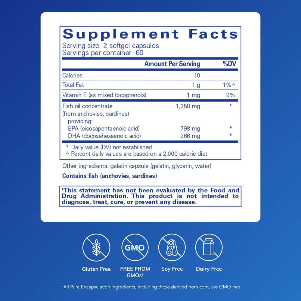 Pure Encapsulations EPA Ultimate CO2 extraction graphic highlights eco-friendly production.