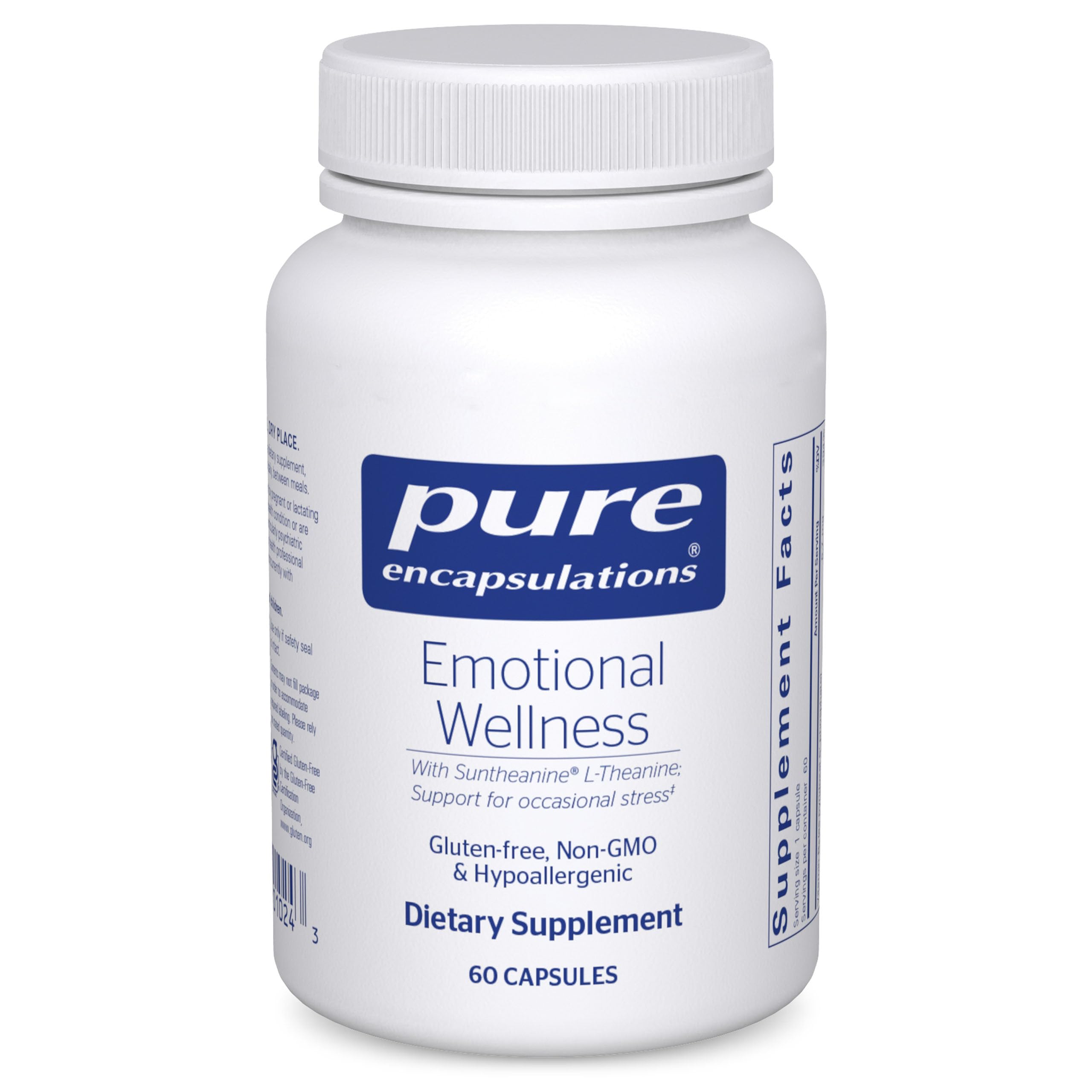 Pure Encapsulations Emotional Wellness bottle with capsules for on-the-go stress support.