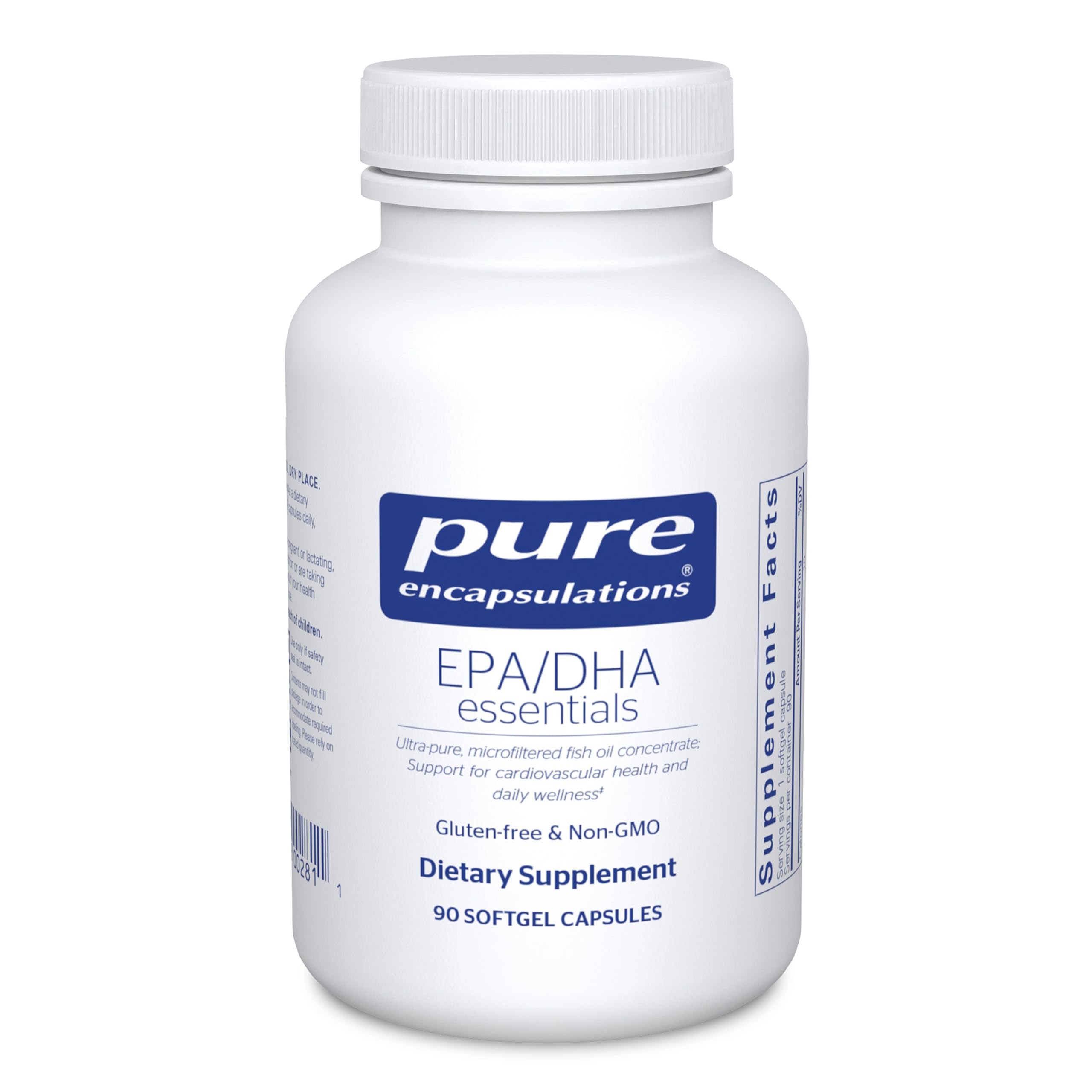 Pure Encapsulations EPA/DHA Essentials bottle-front shows omega-3 support for heart health