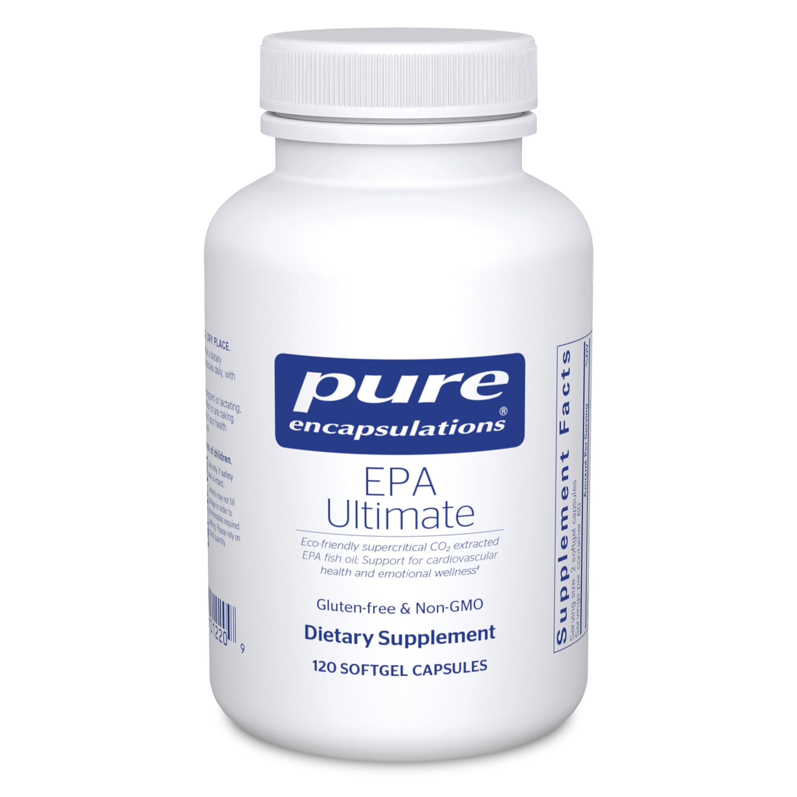 Pure Encapsulations EPA Ultimate softgel bottle for easy daily omega-3 intake.