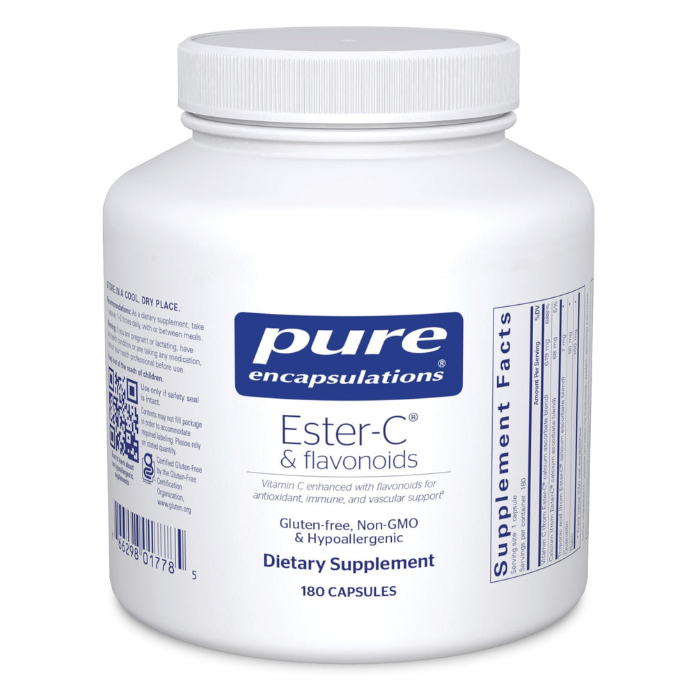 Pure Encapsulations Ester-C Flavonoids bottle front for easy immune support in daily routine