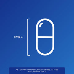 Close-up of dosage directions for FemiVive two capsules per serving