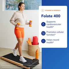 Pure Encapsulations Folate 400 capsules closeup emphasizing Metafolin L-5-MTHF form.