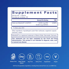 Pure Encapsulations Folate 5,000 capsules closeup for convenient daily dosing