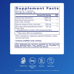 Pure Encapsulations G.I. Integrity bottle-side panel shows allergen-free formulation for sensitive diets.