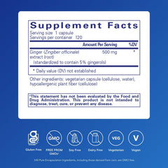 Pure Encapsulations Ginger Extract capsules arranged for convenient daily use.