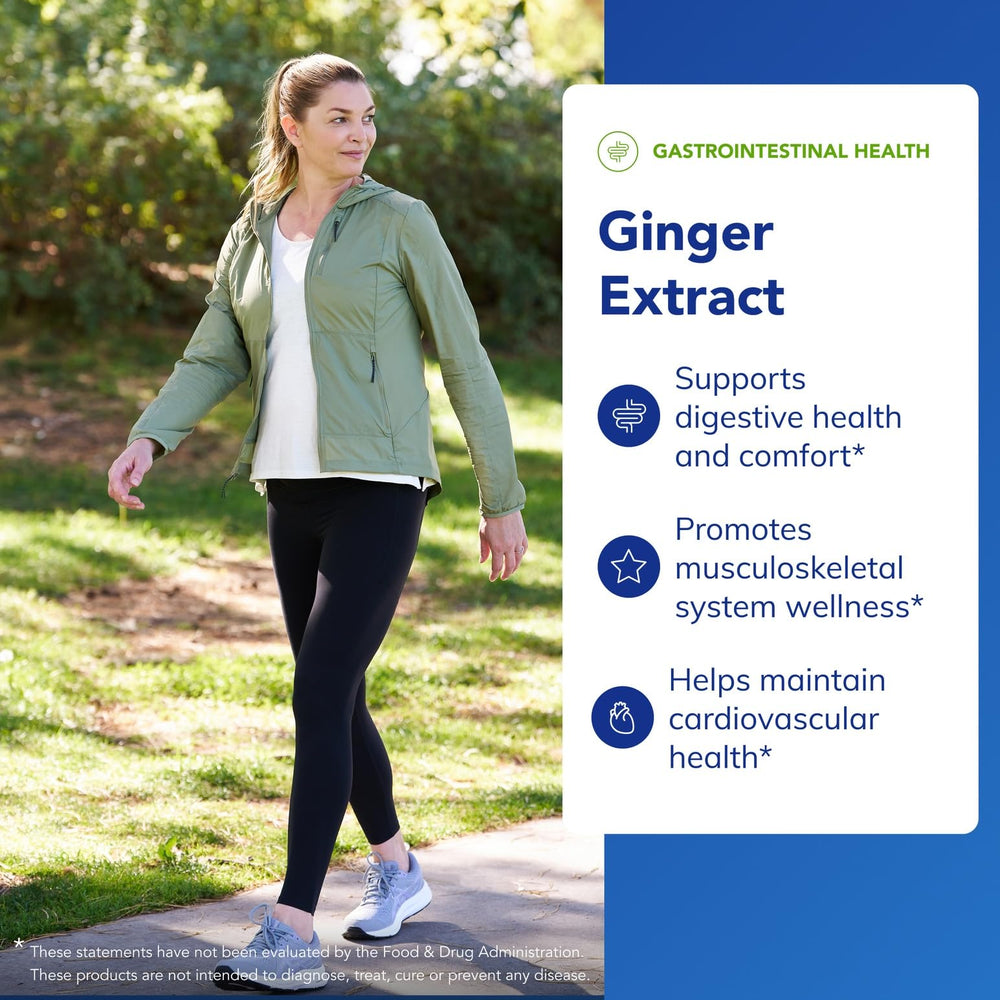 Close-up of the Ginger Extract label highlighting premium ingredients and purity.