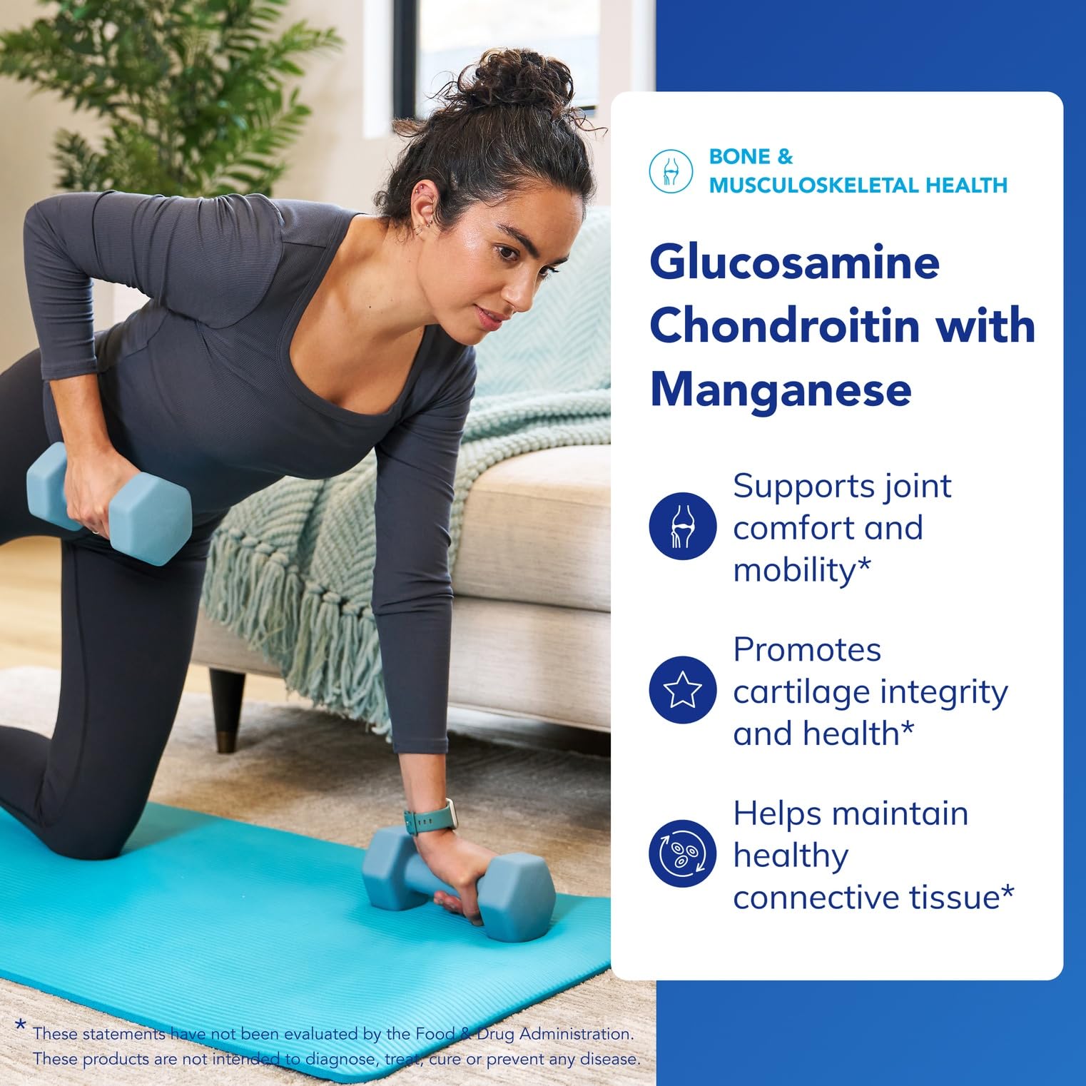 Pure Encapsulations glucosamine chondroitin manganese bottle on wood surface for convenient daily routine