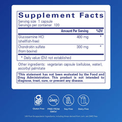 Close-up of Pure Encapsulations capsules highlighting hypoallergenic formula for joints