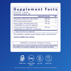 Close-up of Pure Encapsulations Glucosamine MSM capsules highlighting quality.