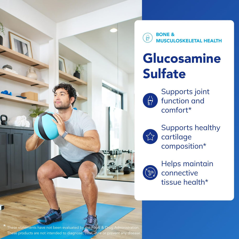 Pure Encapsulations Glucosamine Sulfate label detailing purity and sourcing