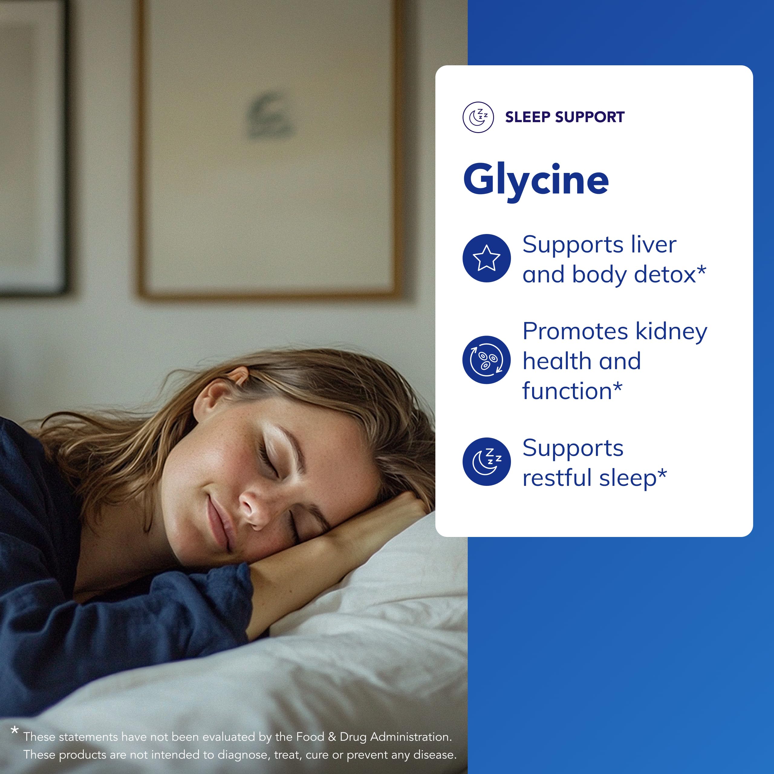 Pure Encapsulations Glycine label close-up highlighting allergen-free, gluten-free formula.