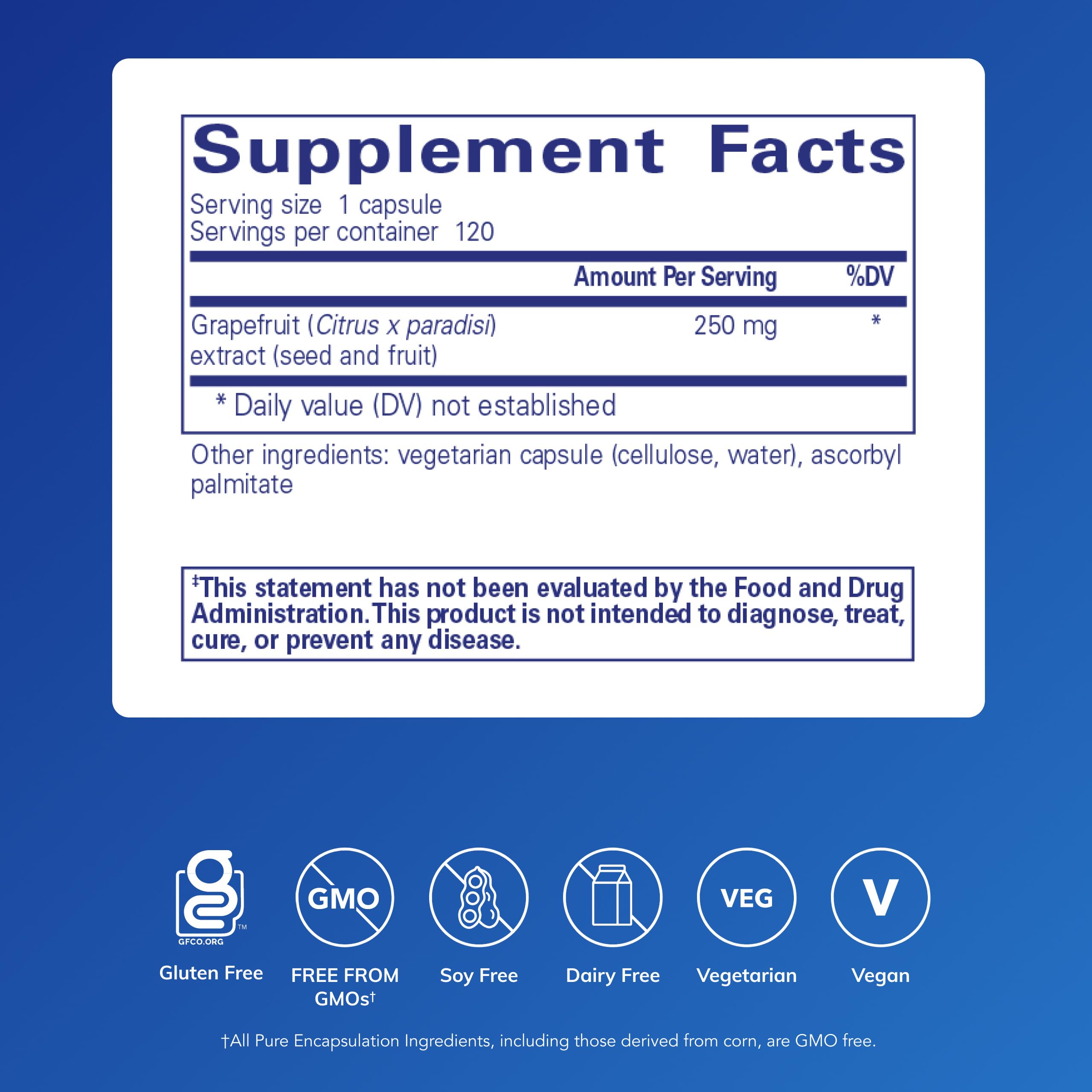 Pure Encapsulations Grapefruit Seed Extract capsules for convenient daily gut health