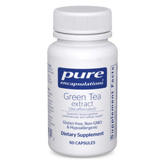 pure encapsulations green tea extract decaf bottle highlighting antioxidant support for all cells