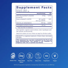 Pure Encapsulations Homocysteine Factors bottle-back label with ingredient overview